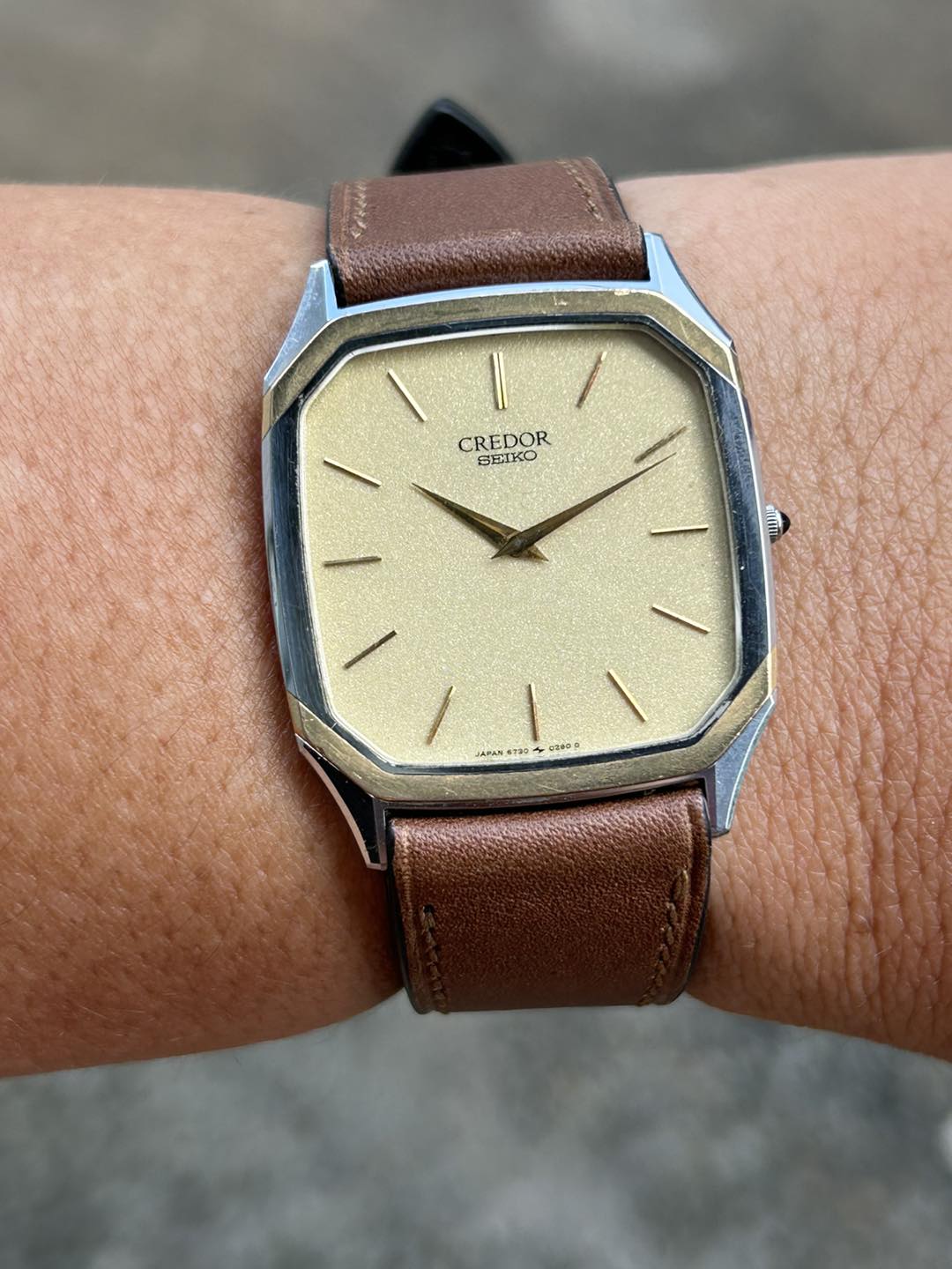 SEIKO Credor Quartz watch 6730-5130 SHA+18kt Stainless Steel back