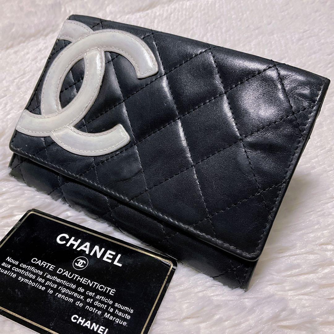 ♡希少♡CHANEL 二つ折り財布 カンボンライン マトラッセ ココマーク 黒 シャネル CHANEL二つ折り 長財布 カンボンライン ココマーク ピンク 黒