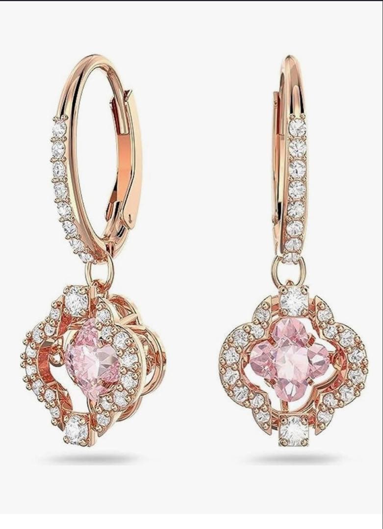 スワロフスキー Una ドロップピアス ローズゴールドストーン 箱付き SWAROVSKI（スワロフスキー） ピアス 「公式」「スワロフスキー」Una