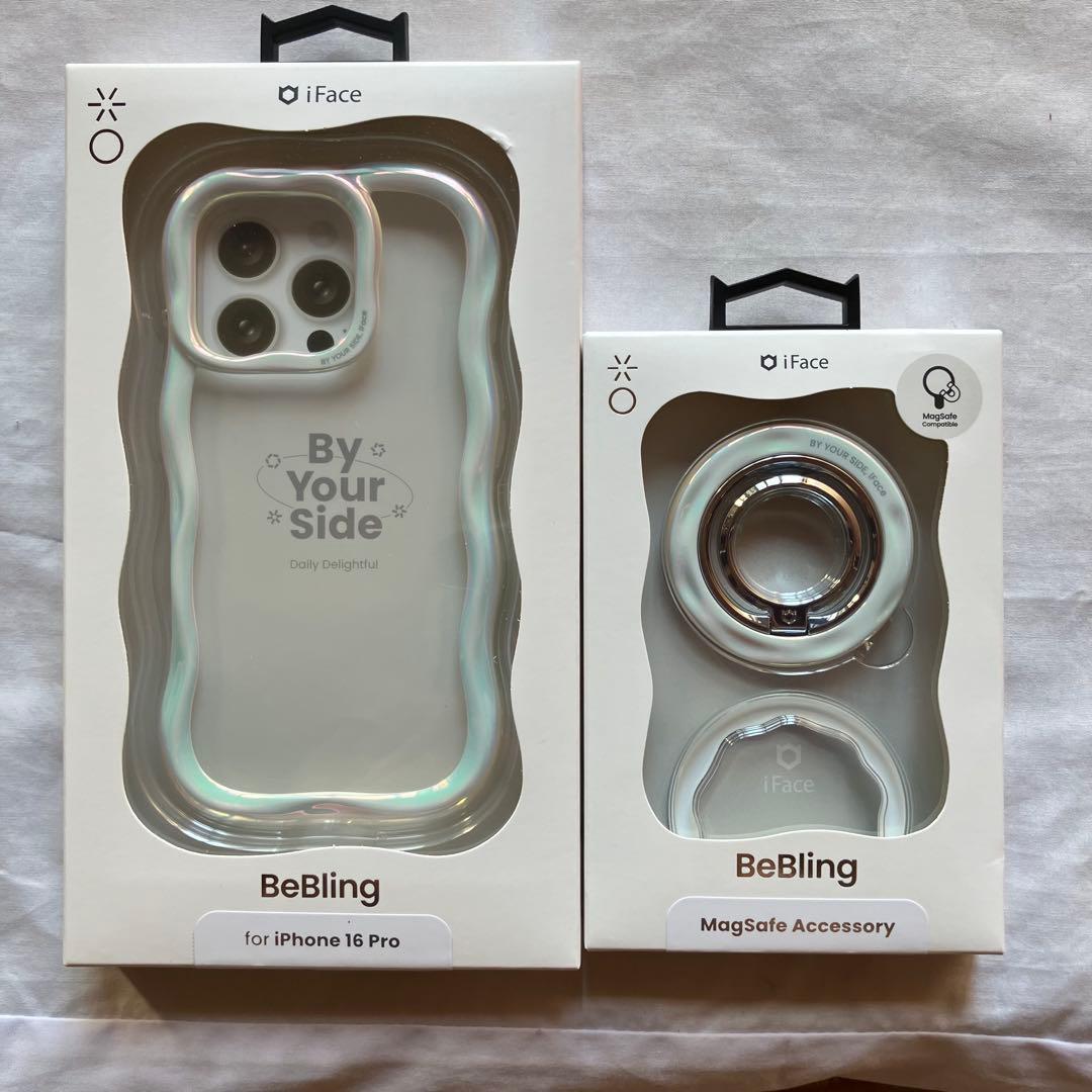 ホワイトオーロラiPhone16pro・リングセットiface BeBling iFace BeBling アイフェイス ビーブリング iPhone16 iPhone15